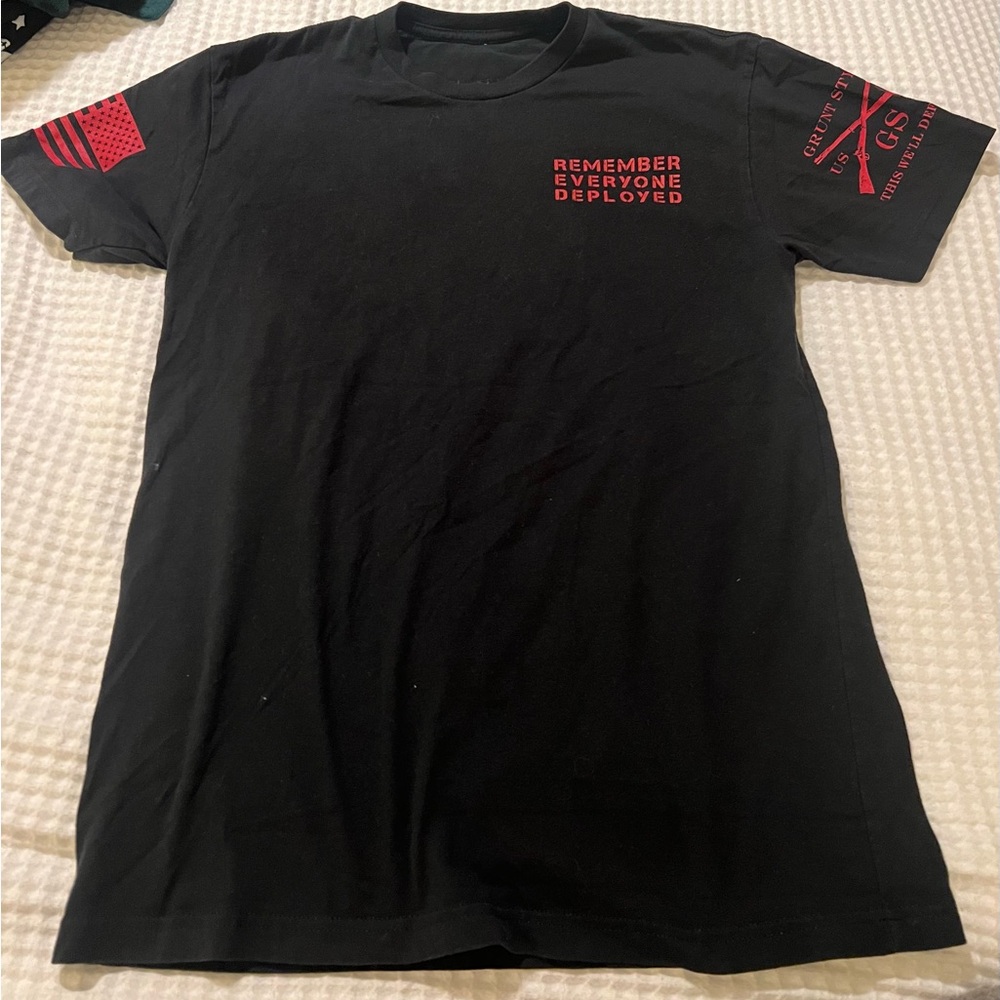 Grunt Style Black Shirt with Red Print